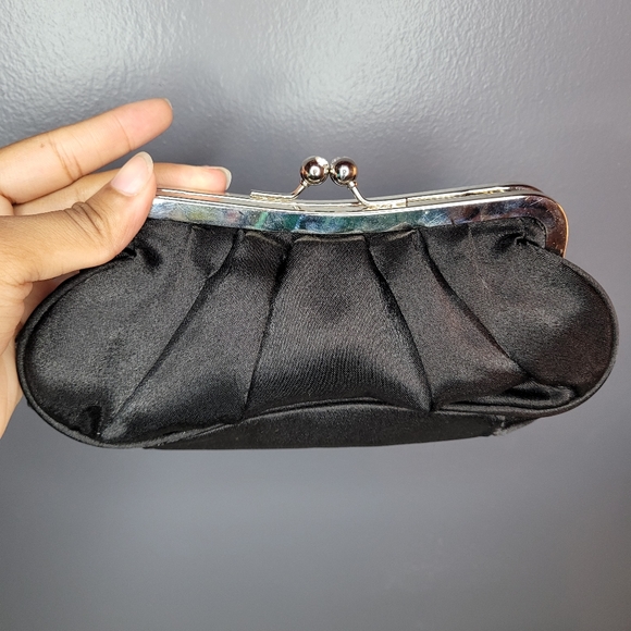 Vintage Romantic Black Satin Evening Handbag / Clutch by Bijoux Terner - Picture 4 of 5